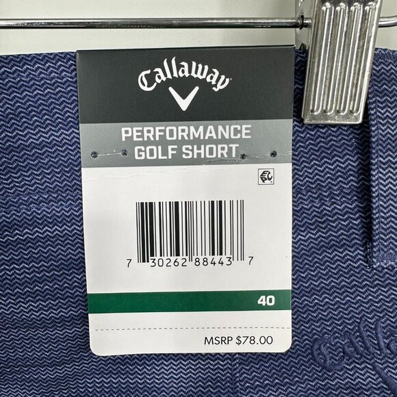 Callaway Performance Golf Shorts 40 Dri Fit Stretch Blue Marled Ball Pocket NWT - Picture 7 of 10
